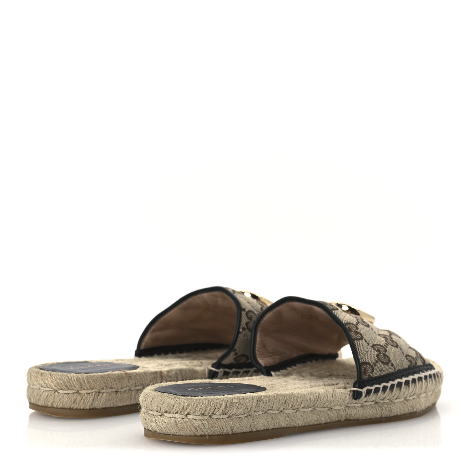 Gucci Monogram Matelasse GG Marmont Espadrille 20mm Slide Sandals 37.5 Beige Ebony Black 5 of 14