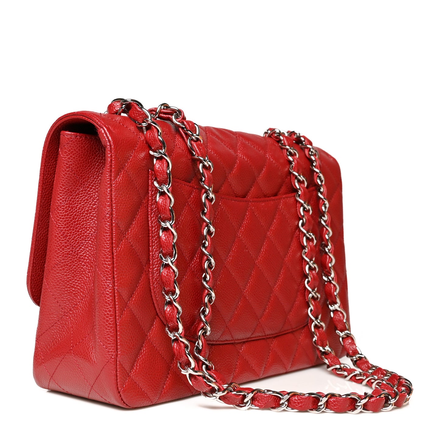 Caviar Quilted Jumbo Single Flap Red