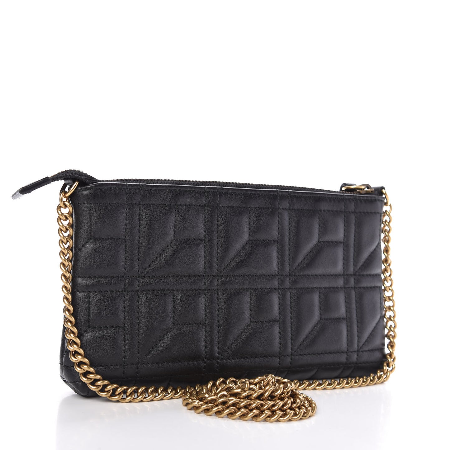 Calfskin Matelasse Mini Pearly GG Marmont Chain Bag Black