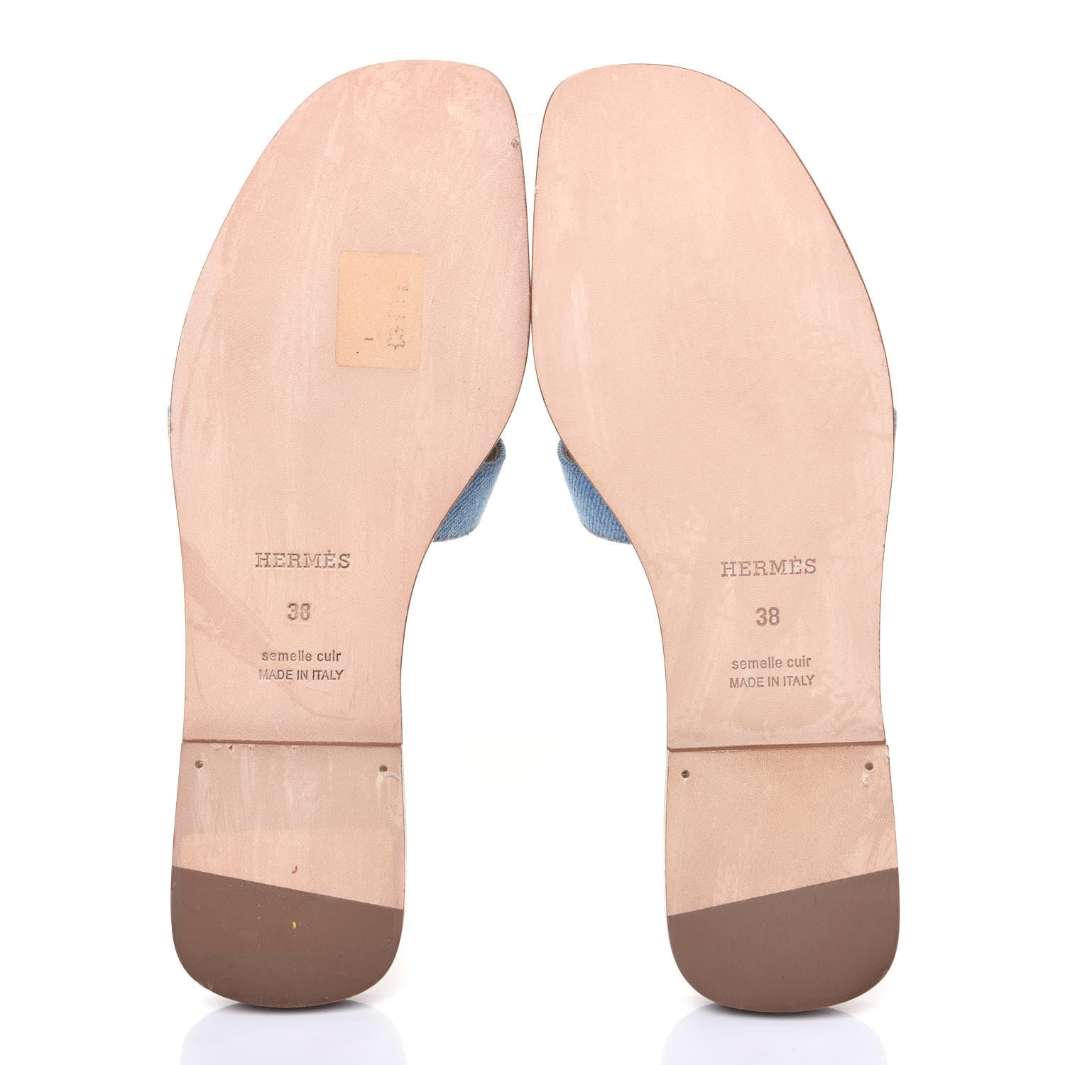 Hermes Denim Canvas Oran Sandals 38 Bleu Clair 5 of 11