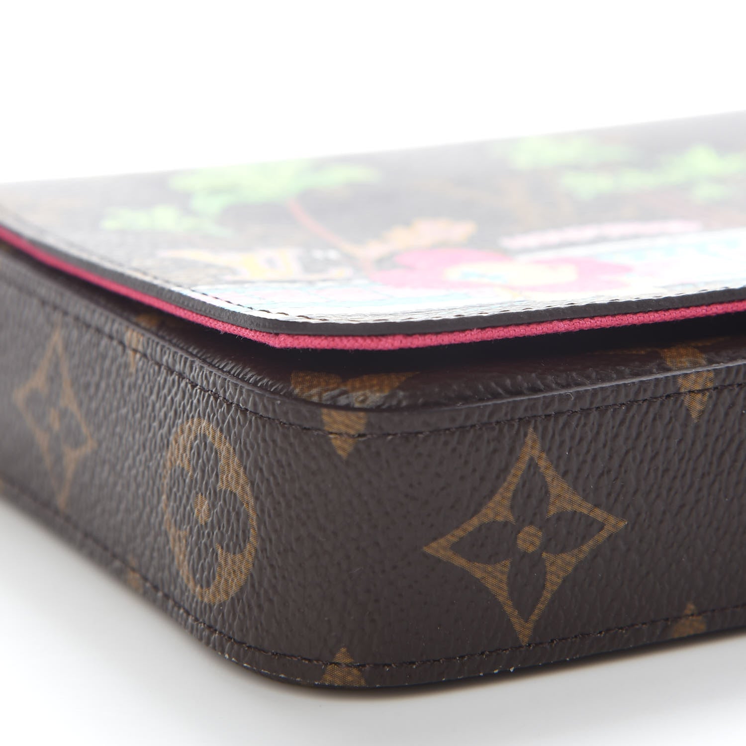 Louis Vuitton Monogram 2021 Christmas Animation Hollywood Pochette Felicie Chain Wallet Fuchsia 8 of 9