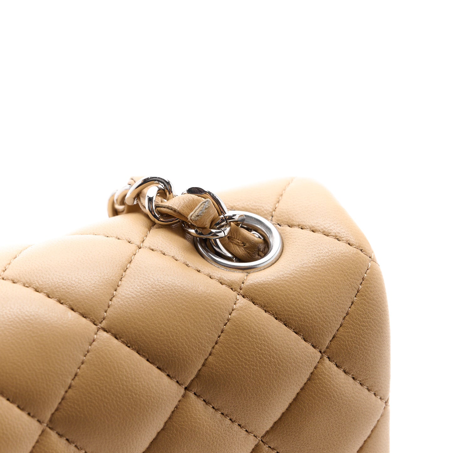 Lambskin Quilted Mini Rectangular Flap Beige