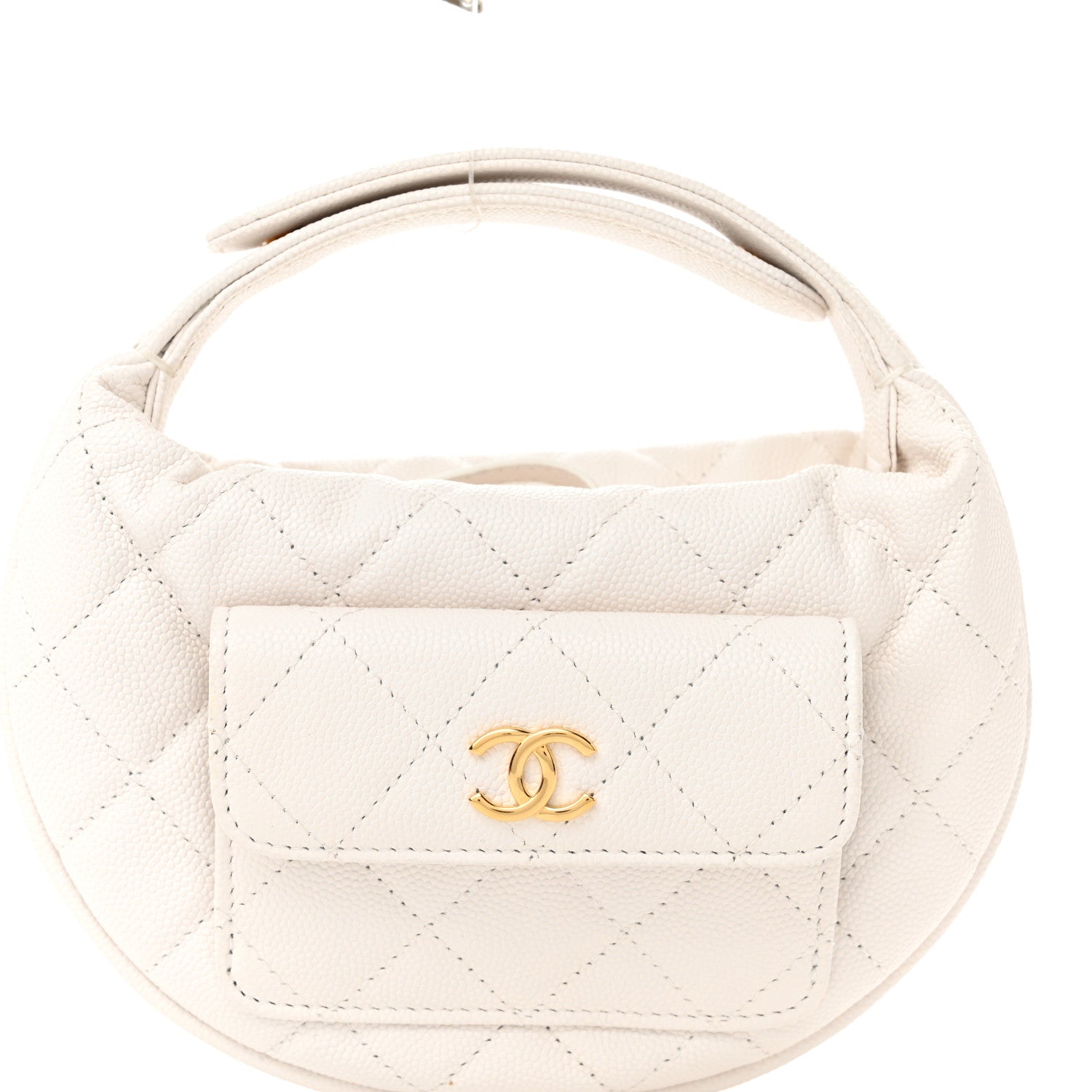 Chanel Caviar Quilted Polly Pocket Pouch Hobo White 8 of 11