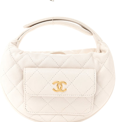 Chanel Caviar Quilted Polly Pocket Pouch Hobo White 8 of 11