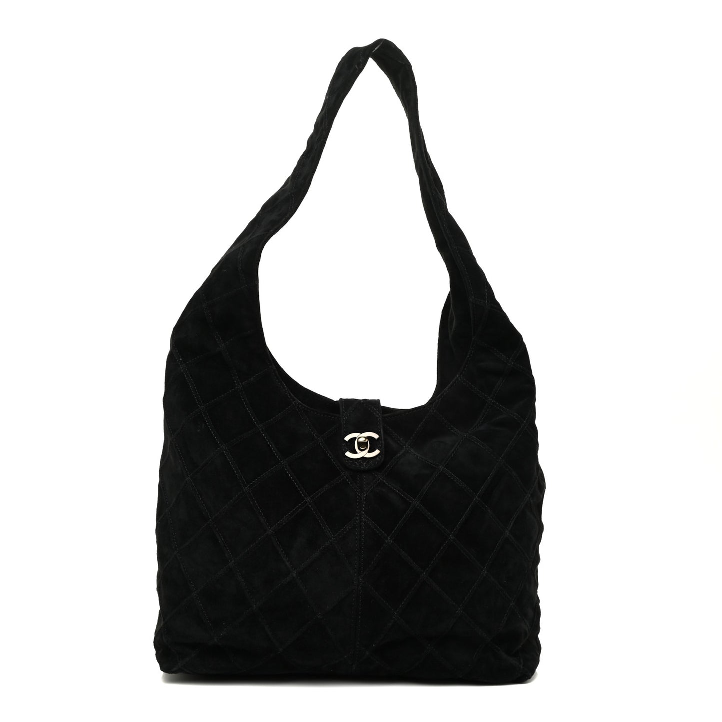 Suede Stitched Hobo Black