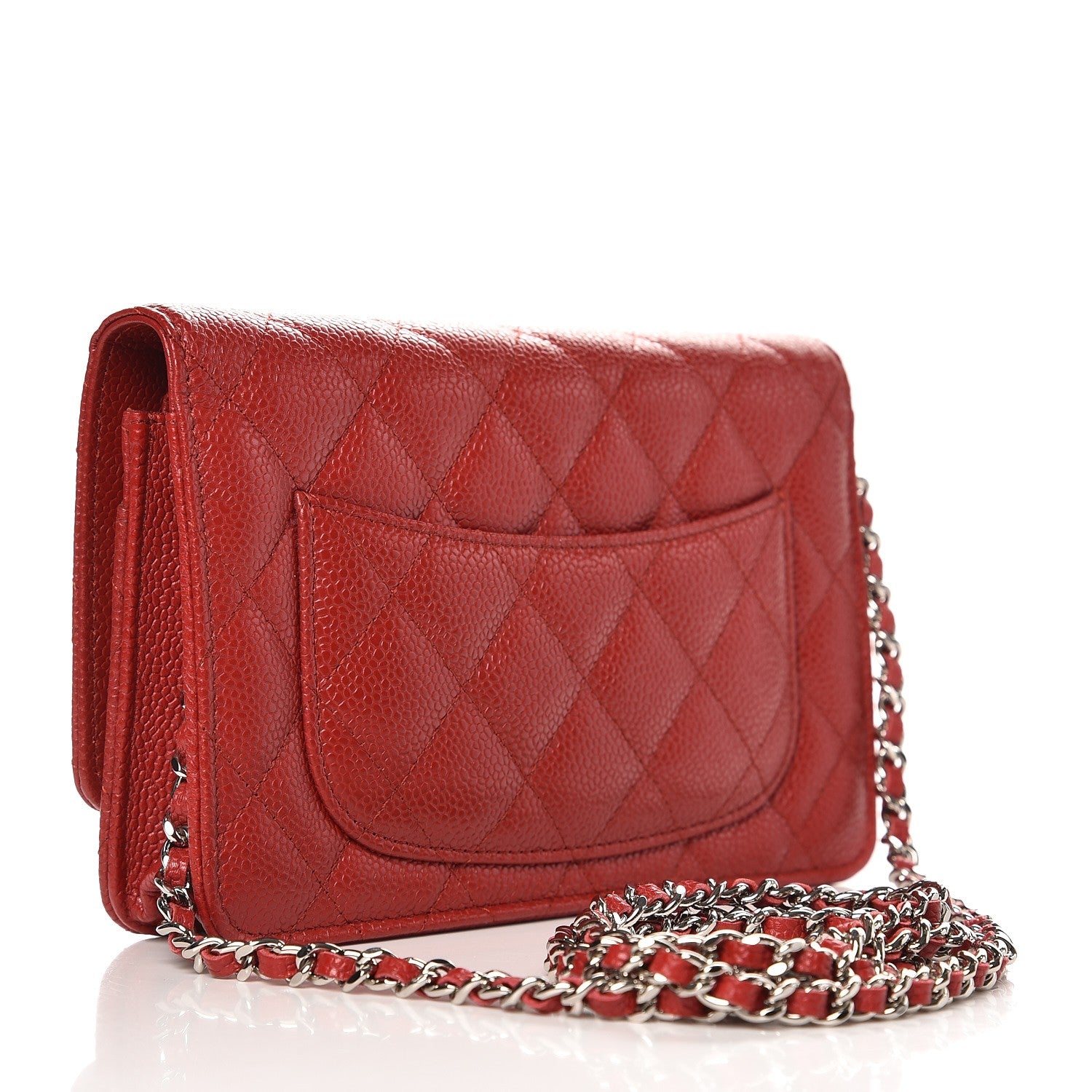 Chanel Caviar Quilted Wallet On Chain WOC Red 3 of 9