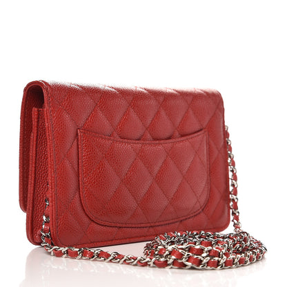 Chanel Caviar Quilted Wallet On Chain WOC Red 3 of 9