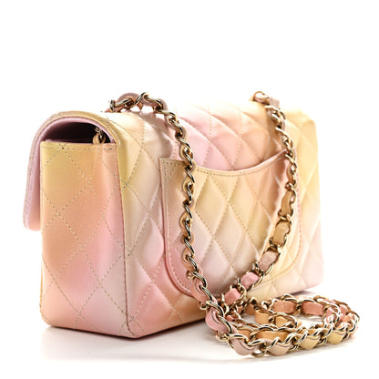 Chanel Lambskin Quilted Tie Dye Ombre Mini Rectangular Flap Yellow Multicolor 3 of 13