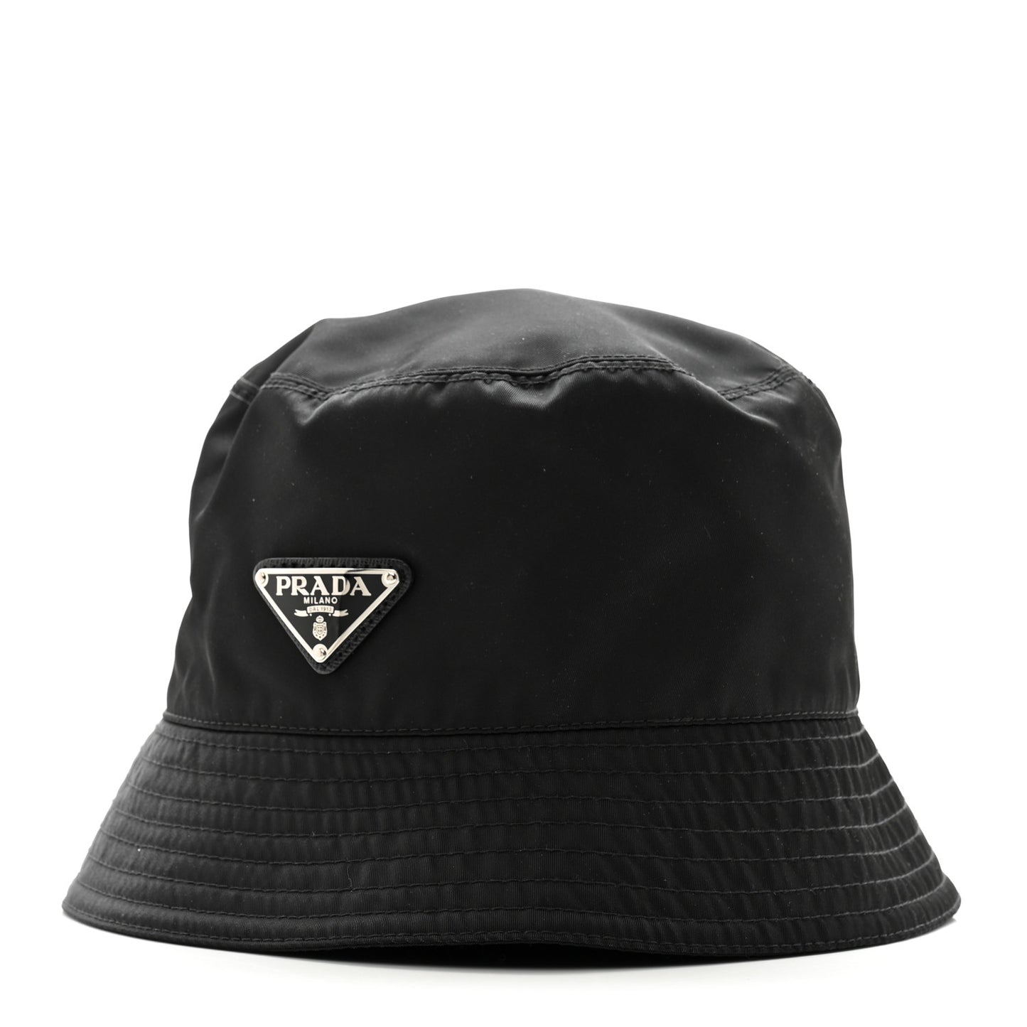 Re-Nylon Metal Triangle Logo Womens Bucket Hat S Black