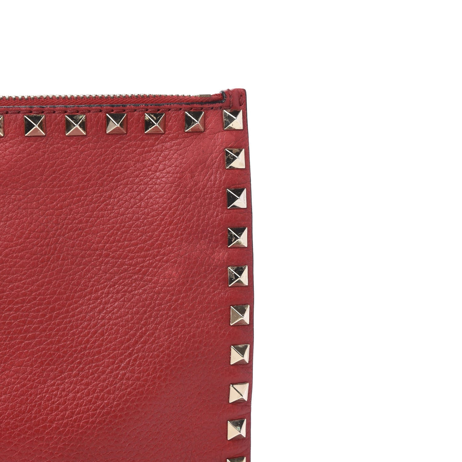 Valentino Garavani Pebbled Calfskin Large Rockstud Zip Pouch Rosso Valentino 12 of 12