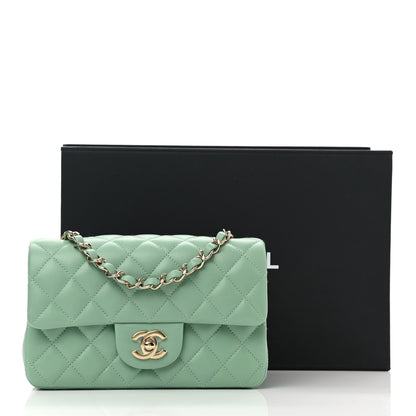 Chanel Lambskin Quilted Mini Rectangular Flap Light Green 11 of 11
