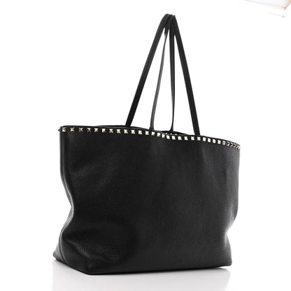 Valentino Garavani Grained Calfskin Rockstud Shoulder Tote Black 3 of 12