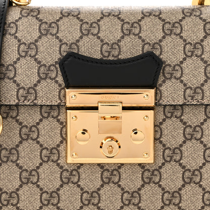 Gucci GG Supreme Monogram Small Padlock Bamboo Shoulder Bag Beige Black Cuir 8 of 10