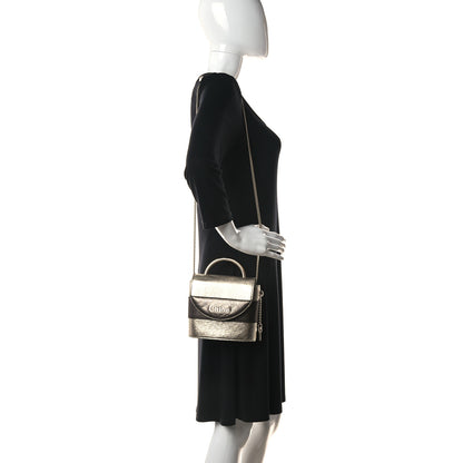 Chloe Metallic Crinkled Lambskin Shiny Calfskin Small Aby Lock Silver Gold 2 of 9