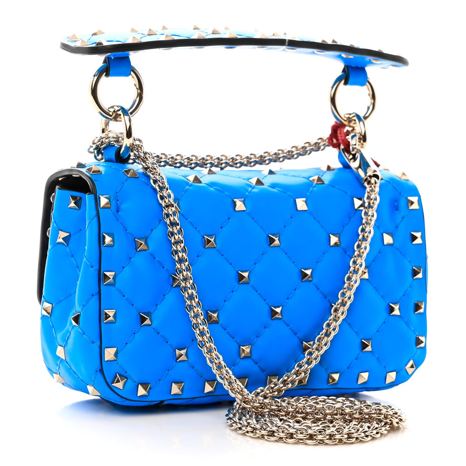 Valentino Garavani Calfskin Mini Rockstud Spike Shoulder Bag Azzurro Fluo 3 of 9