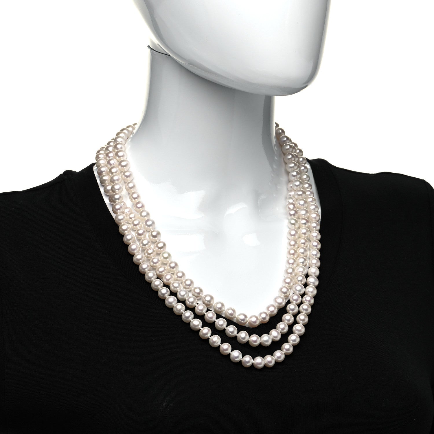 David Yurman Sterling Silver Diamond Pearl 8-8.5mm Buckle Necklace 72" 2 of 5