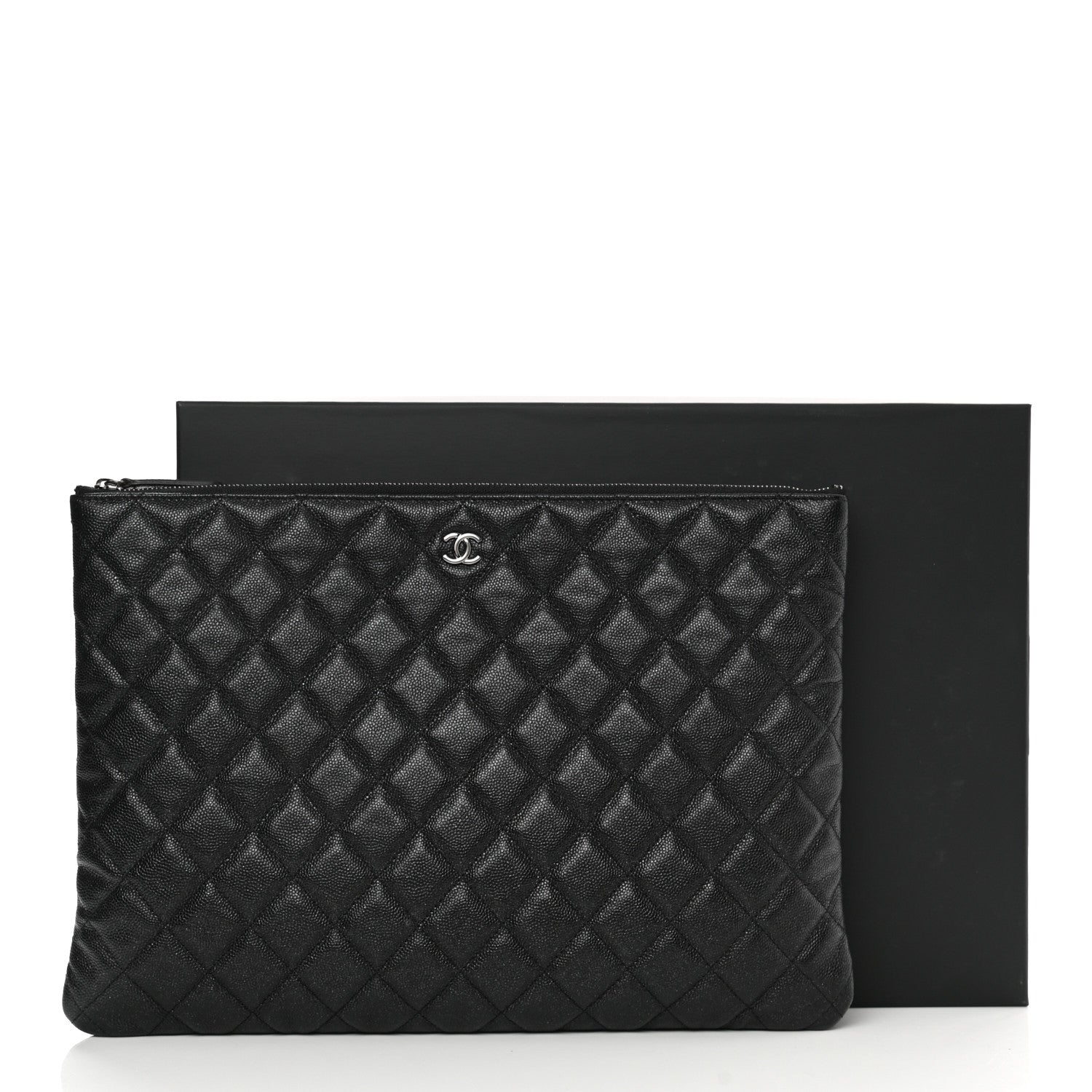 Chanel Iridescent Caviar Quilted Large Cosmetic Case Black 9 of 9