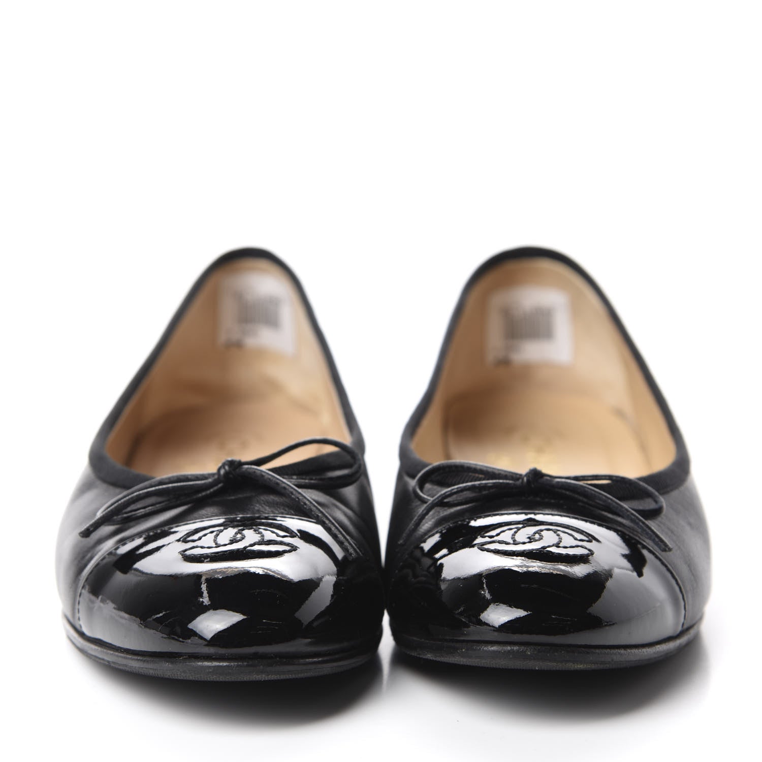 Chanel Lambskin Patent Cap Toe Ballerina Flats 39 Black 2 of 12