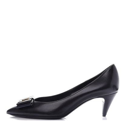 Saint Laurent Calfskin Bow Anais Pumps 38 Black 1 of 11