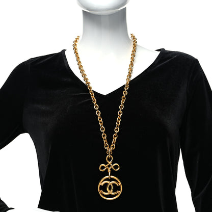 Chanel Metal CC Long Chain Pendant Necklace Gold 2 of 7
