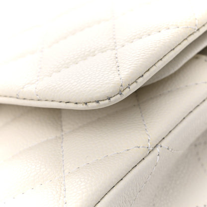 Chanel Caviar Quilted Medium Double Flap White 11 of 14