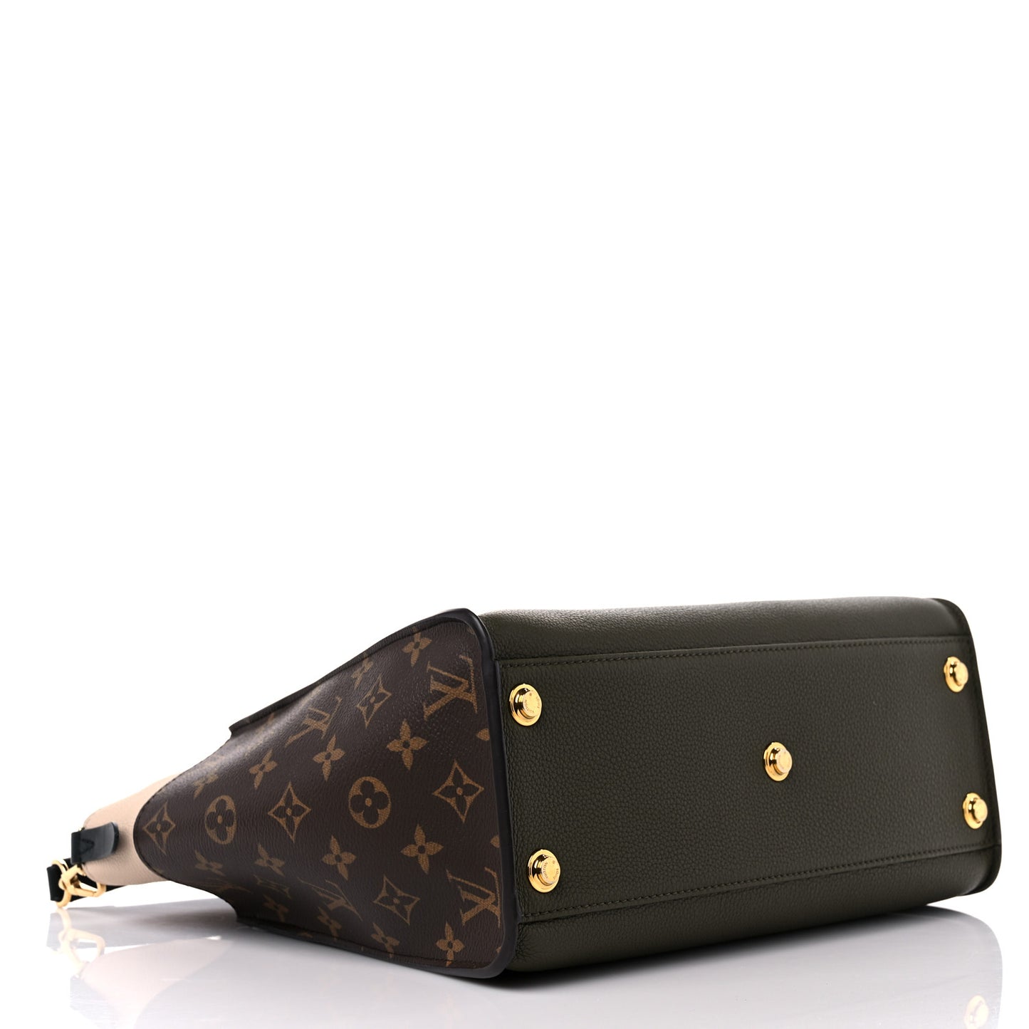 Calfskin Monogram On My Side MM Laurier Green Toffee Latte Beige