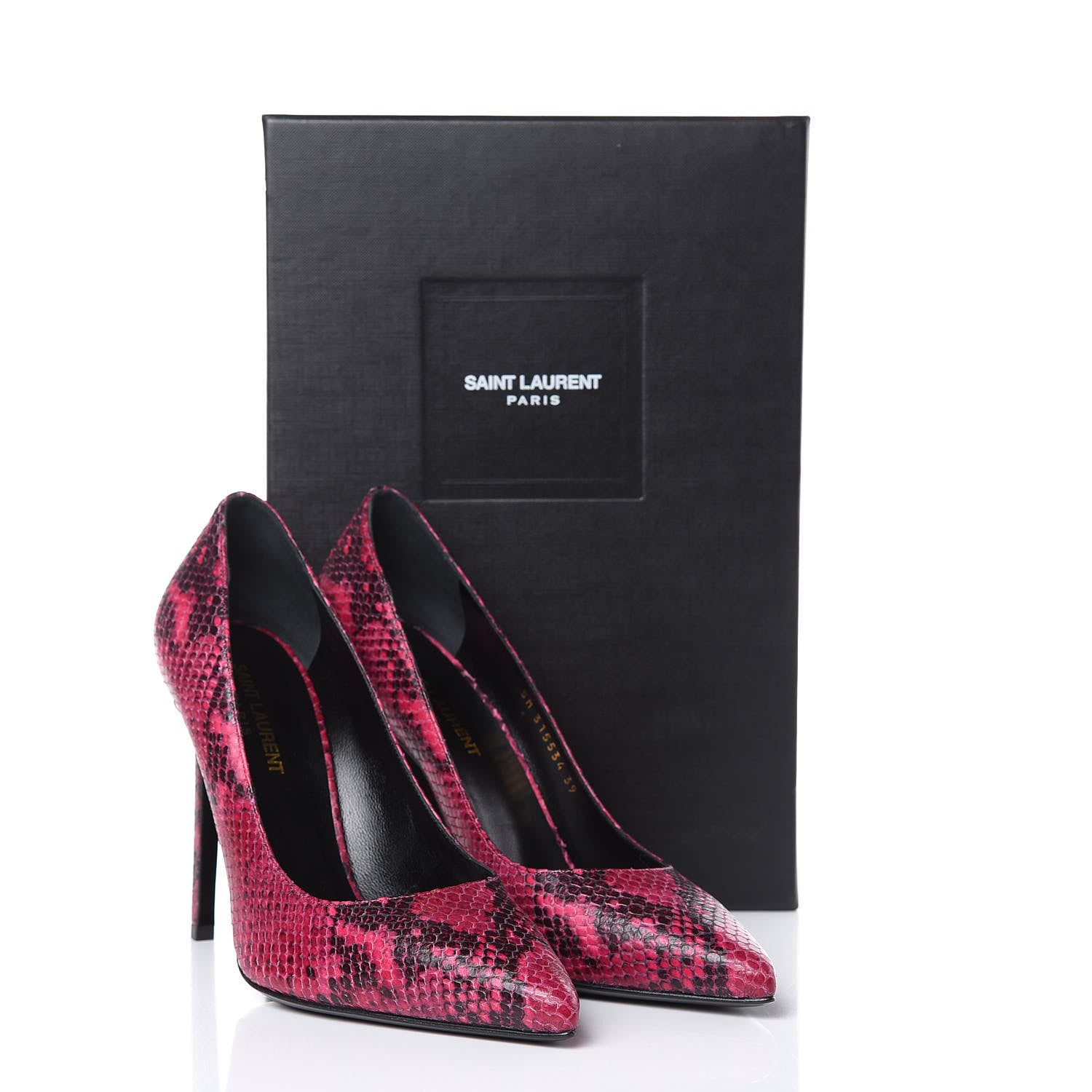 Saint Laurent Python Calfskin Embossed Classic Paris 105 Pumps 39 Fuchsia 10 of 10