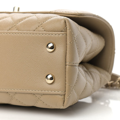 Chanel Caviar Lizard Embossed Quilted Mini Coco Handle Flap Dark Beige 10 of 11