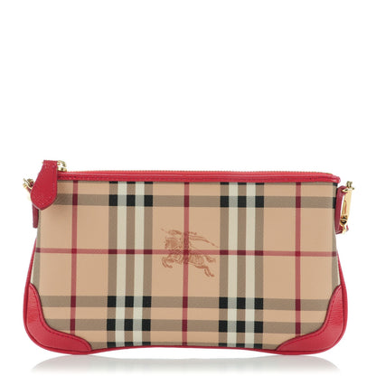 Burberry Haymarket Check Small Peyton Crossbody Clutch Bag Bright Rose 1 of 8