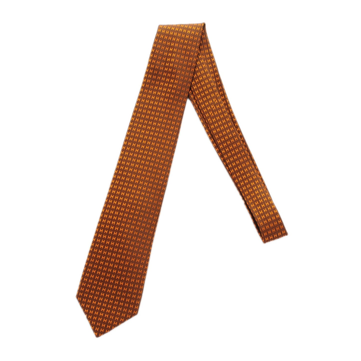 Woven Silk H Bi-Color Mens Neck Tie Marron Orange
