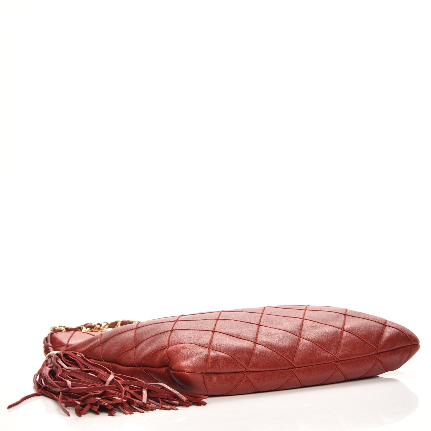 Chanel Lambskin Stitched Tassel Shoulder Bag Red 4 of 9