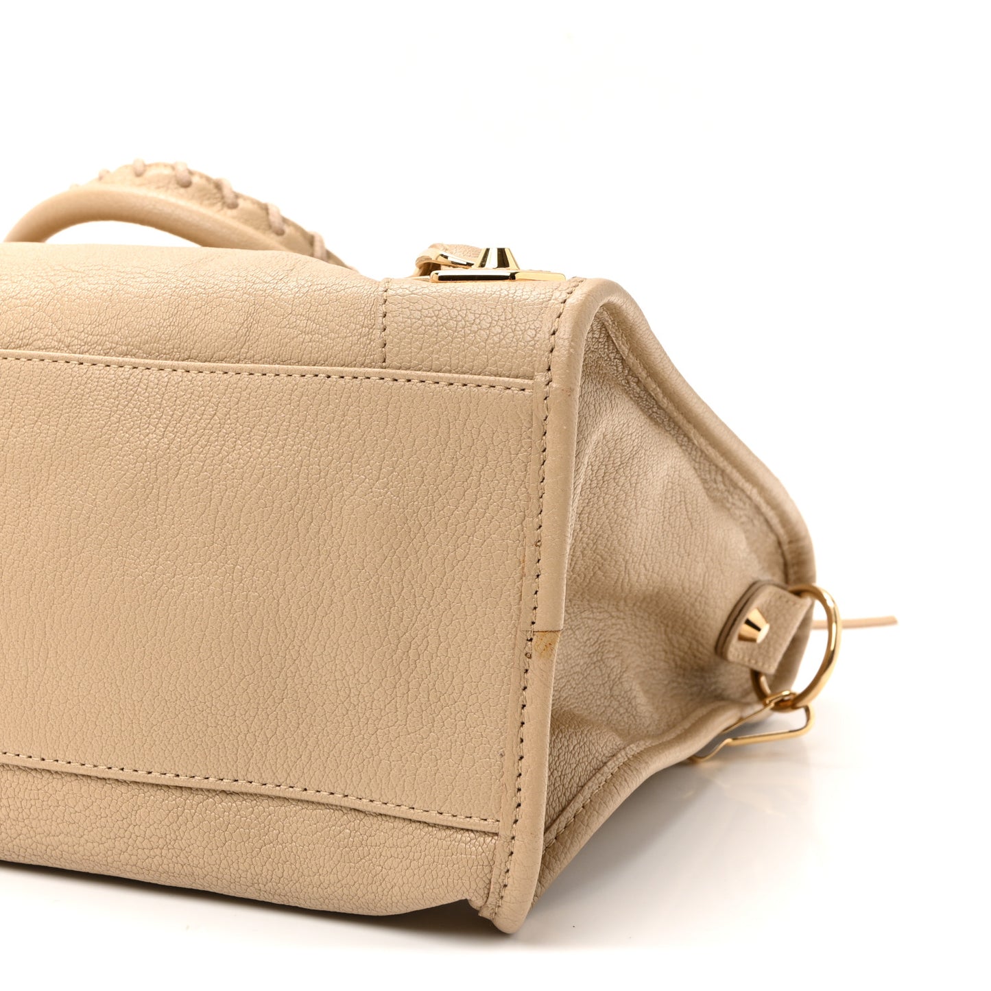 Shiny Goatskin Gold Metallic Edge Hardware City Beige Sahara
