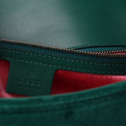 Gucci Velvet Matelasse Medium GG Marmont Shoulder Bag Emerald 9 of 10