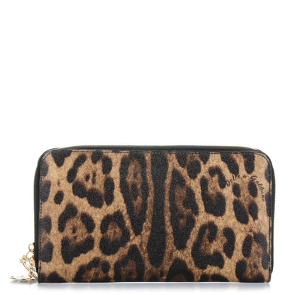 Dolce & Gabbana Dauphine Crespo Leopard Print Zip Around Pochette Naturale 1 of 6