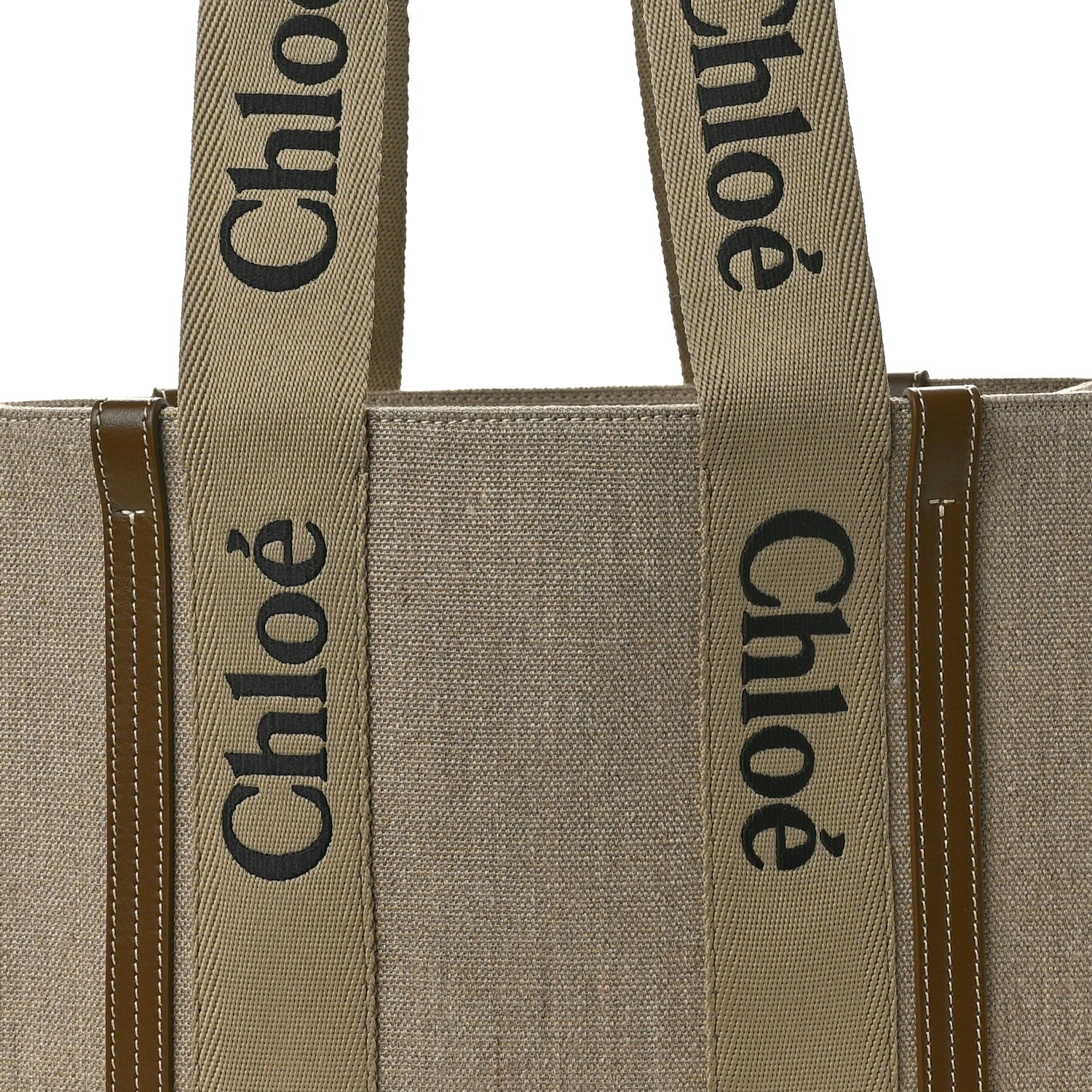 Chloe Linen Calfskin Medium Woody Ribbon Tote Bronze Brown 7 of 9