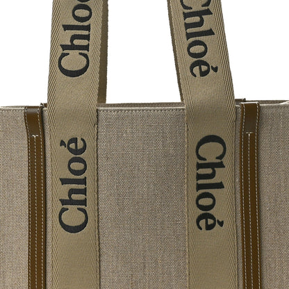 Chloe Linen Calfskin Medium Woody Ribbon Tote Bronze Brown 7 of 9