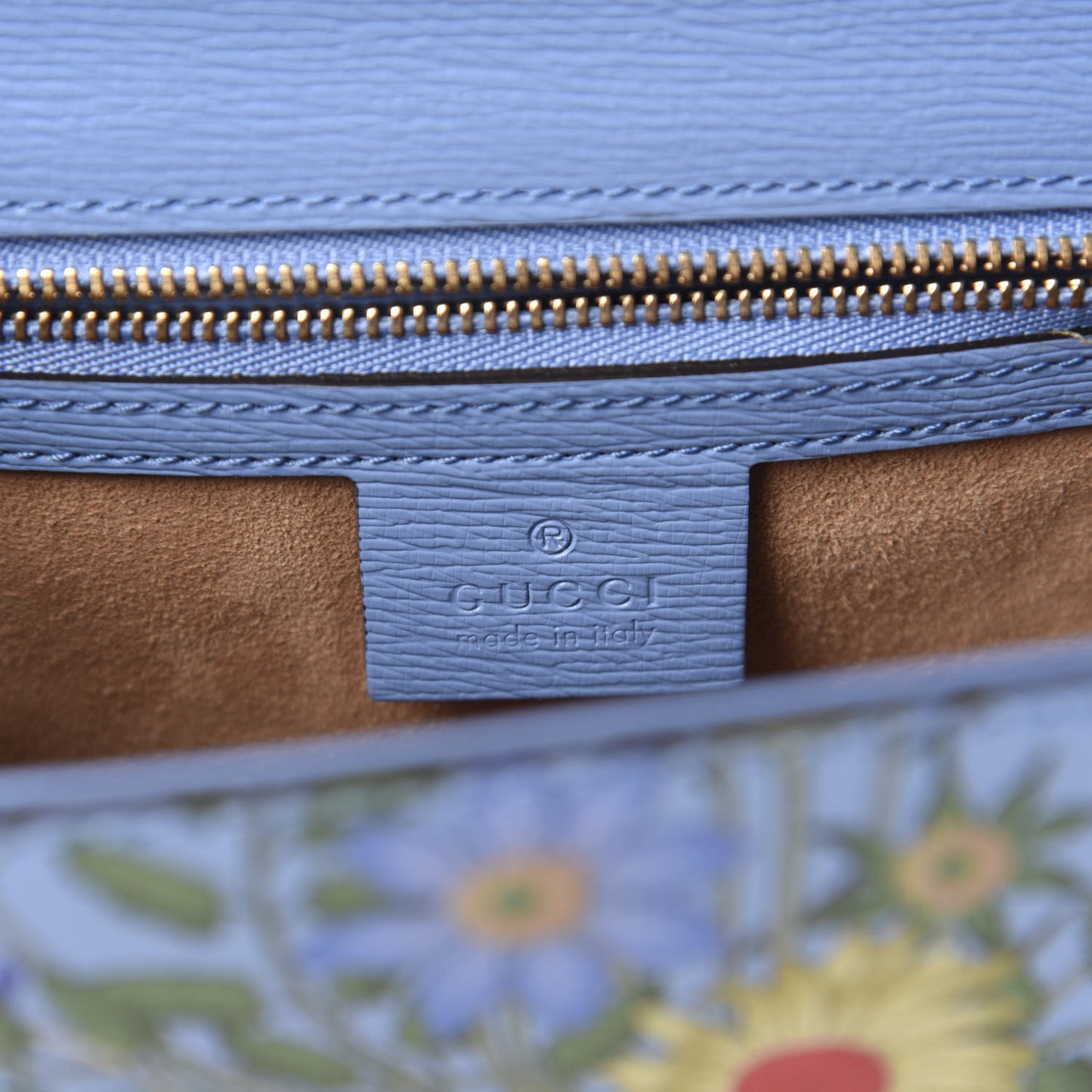 Shangai Calfskin Web New Flora Small Sylvie Shoulder Bag Azure