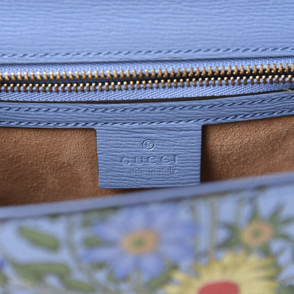 Gucci Shangai Calfskin Web New Flora Small Sylvie Shoulder Bag Azure 8 of 10