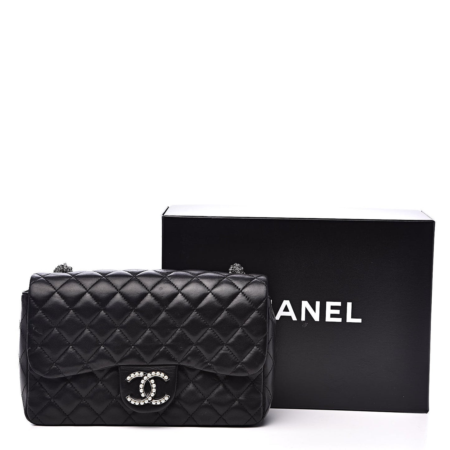 Lambskin Quilted Medium Westminster Pearl Flap Black