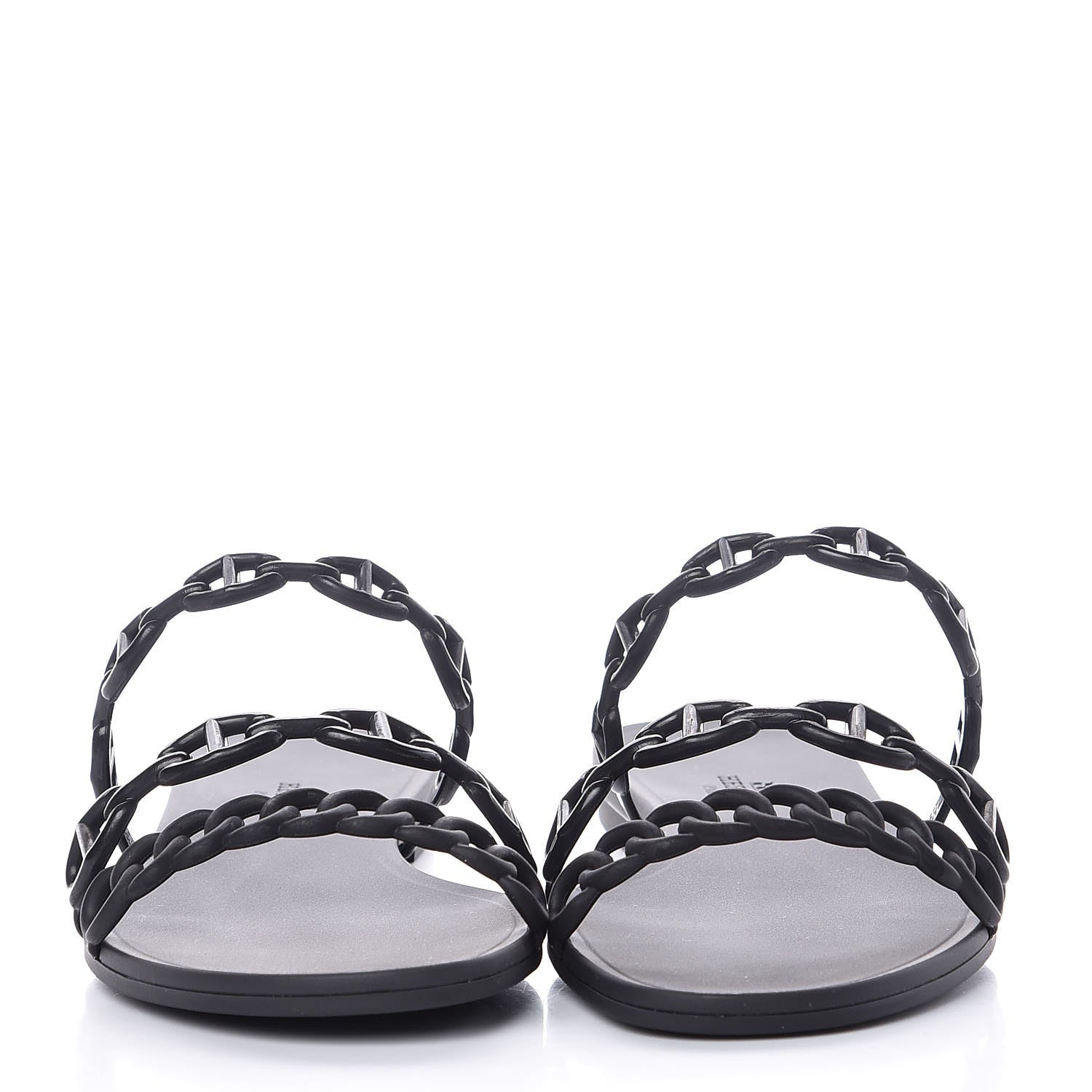 Hermes Rubber Chaine d'Ancre Rivage Sandals 37 Black 2 of 8
