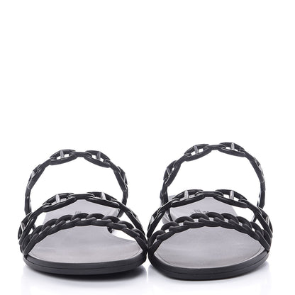 Hermes Rubber Chaine d'Ancre Rivage Sandals 37 Black 2 of 8