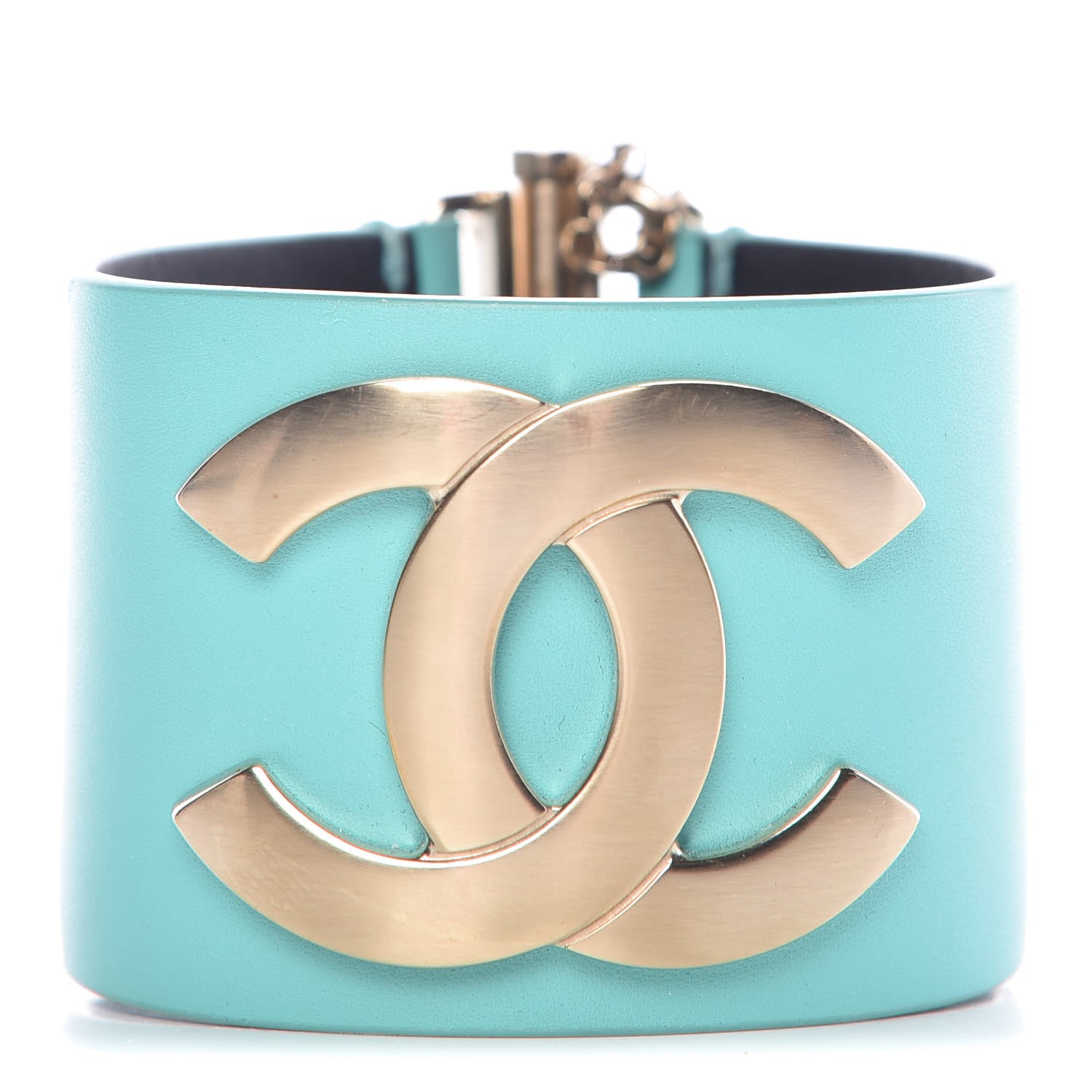 Chanel Calfskin CC Wide Cuff Light Green 1 of 6