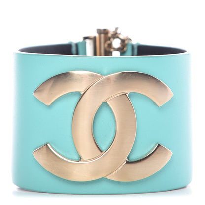 Chanel Calfskin CC Wide Cuff Light Green 1 of 6