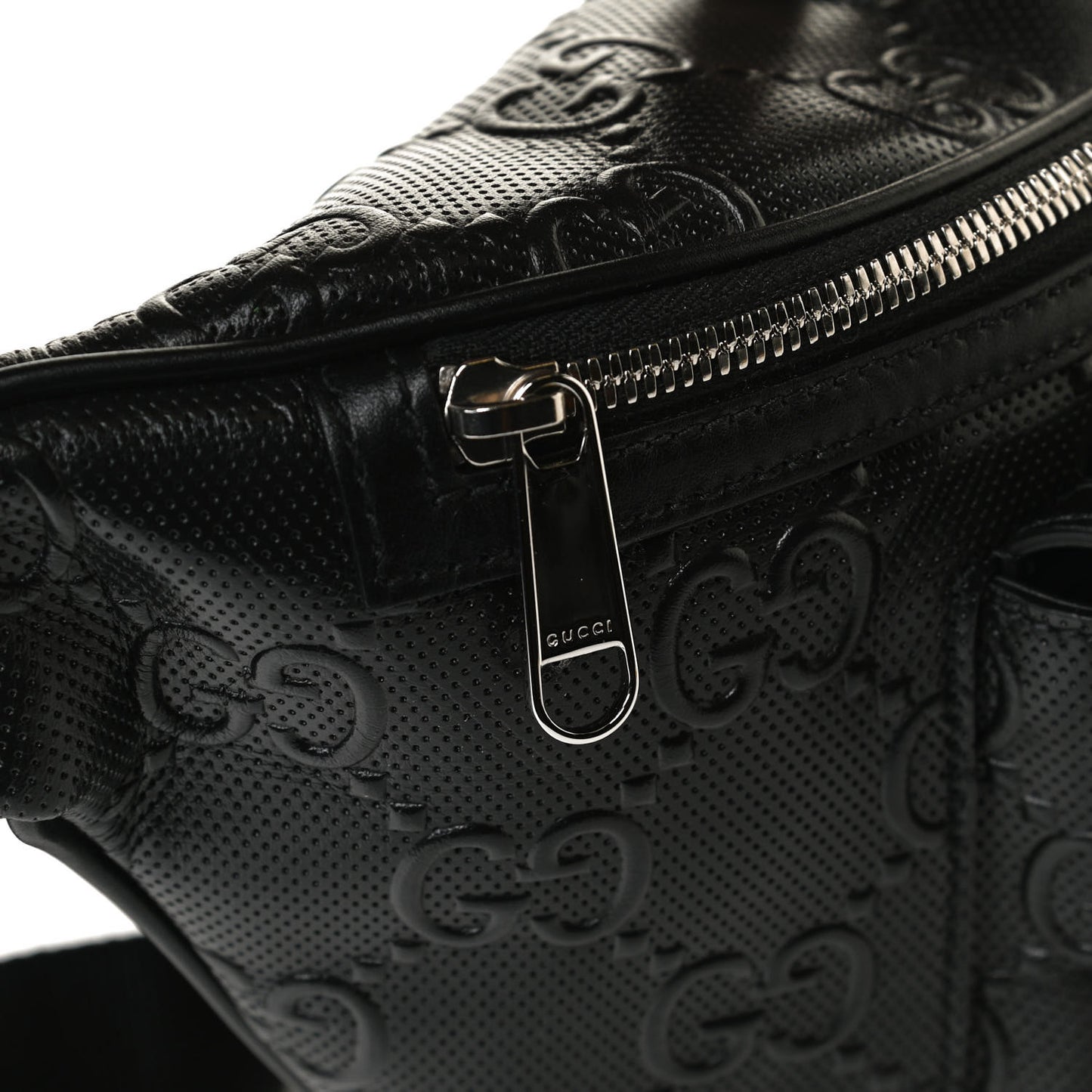 Calfskin GG Tennis Embossed Pocket Belt Bag Black