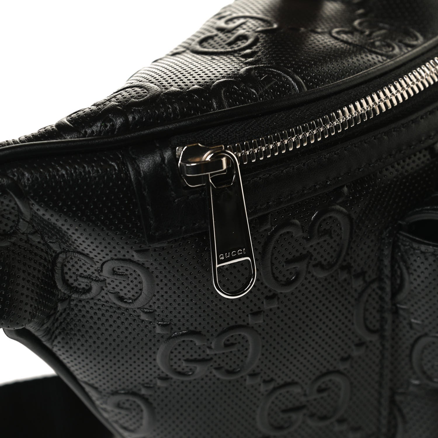 Gucci Calfskin GG Tennis Embossed Pocket Belt Bag Black 12 of 14