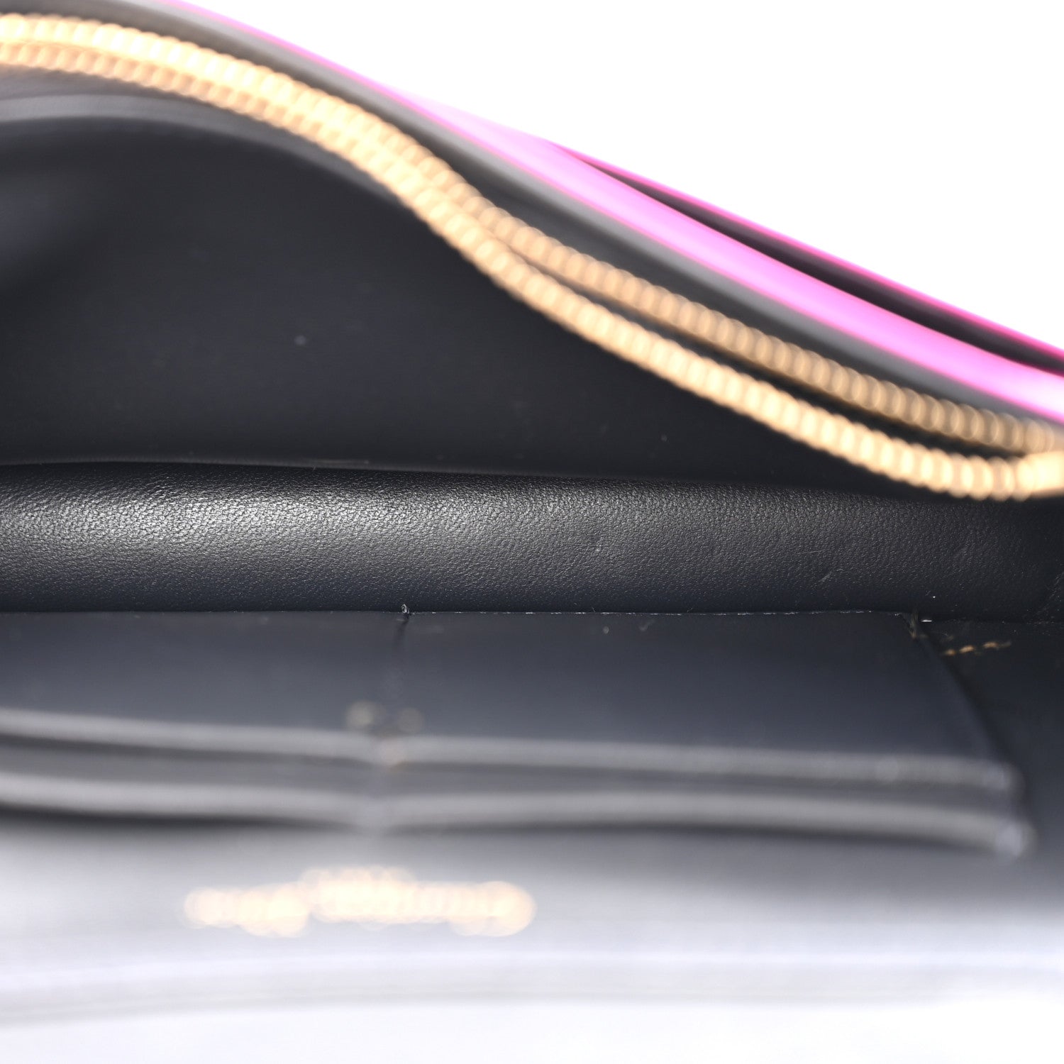 Christian Dior Metallic Patent Micro-Cannage Diorama Wallet on Chain Pouch Pink 5 of 12