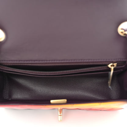 Chanel Shaded Patent Calfskin Quilted Mini Rectangular Flap Red Yellow Dark Purple 5 of 11