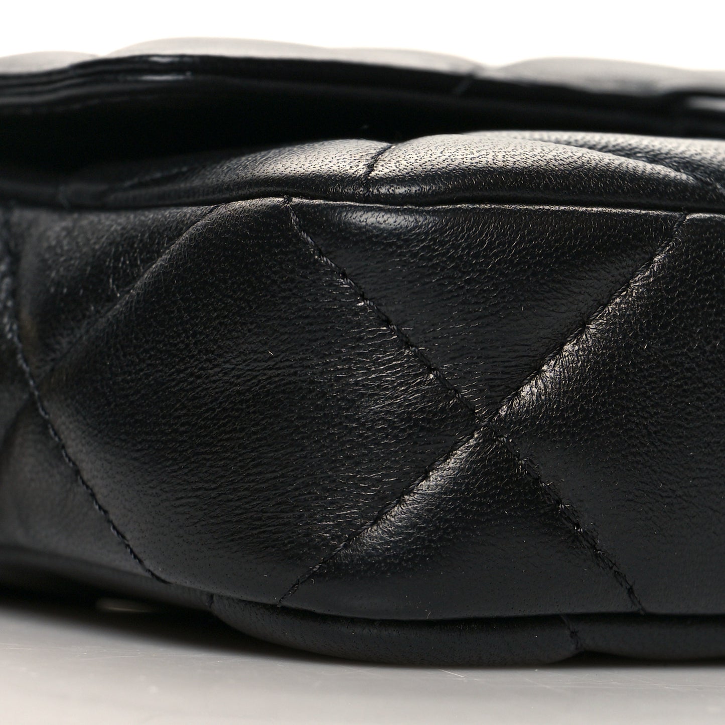 Lambskin Quilted Resin Bi-Color Flap Phone Holder With Chain Black