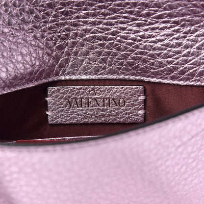 Valentino Garavani Metallic Pebbled Calfskin Medium Rockstud Envelope Flat Wristlet Pouch Giacinto 6 of 8