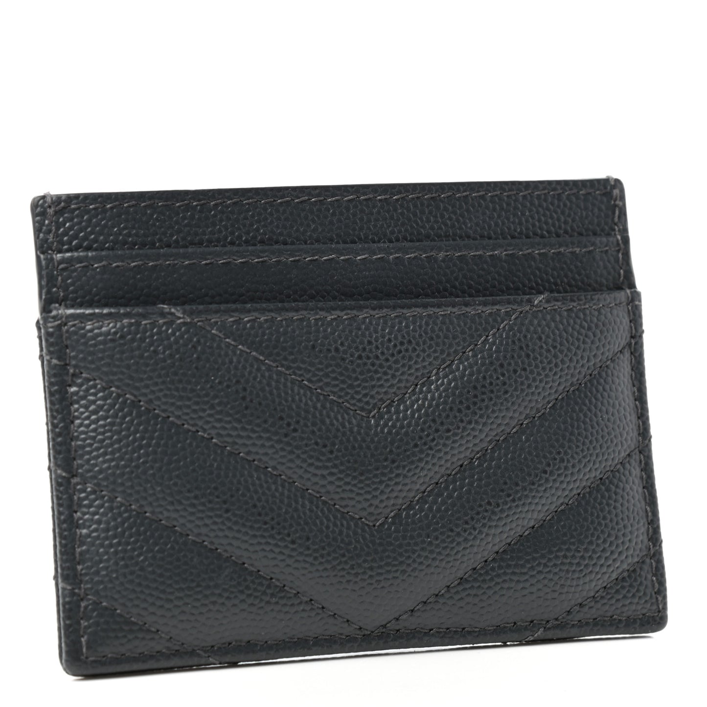 Grain De Poudre Matelasse Chevron Monogram Credit Card Case Coal
